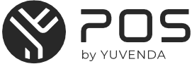Logo for POS by YUVENDA, featuring an abstract circular icon on the left.